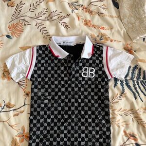 Balenciaga Kids Polo with Black and White Pattern